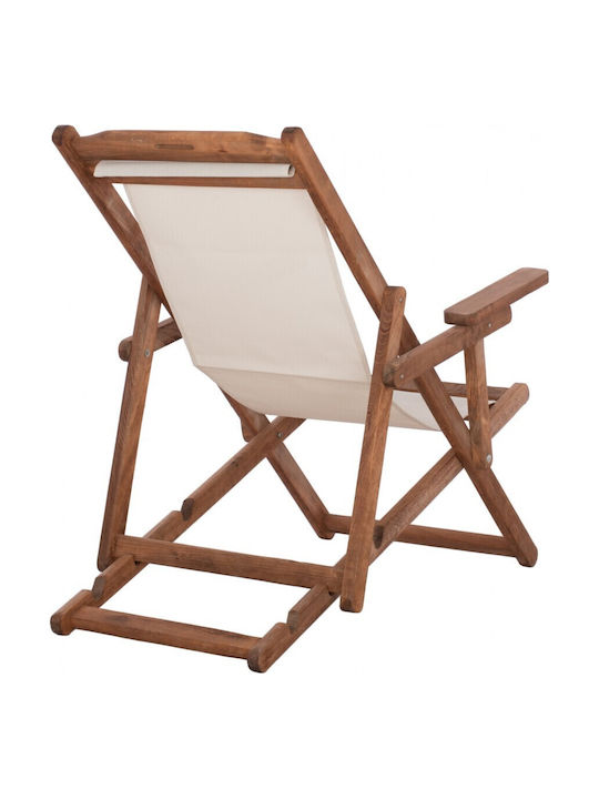 Liegestühle Lemnos Holz mit Armlehne & Ecru Stoff 89x62.5x97cm