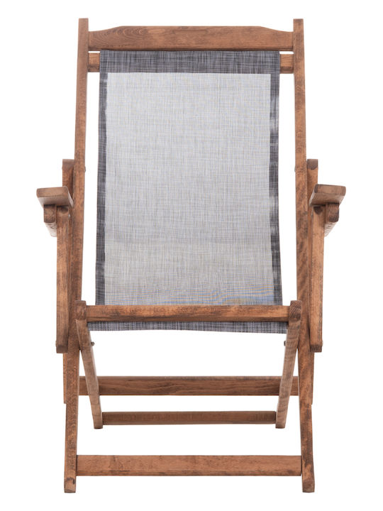 Liegestuhl Lemnos Hölzernes Mit Armlehnen & Grau Stoff 62.5x89x105cm