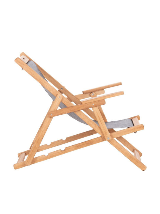Liegestuhl Lemnos Hölzernes Mit Armlehnen Grau 62.5x97x105cm