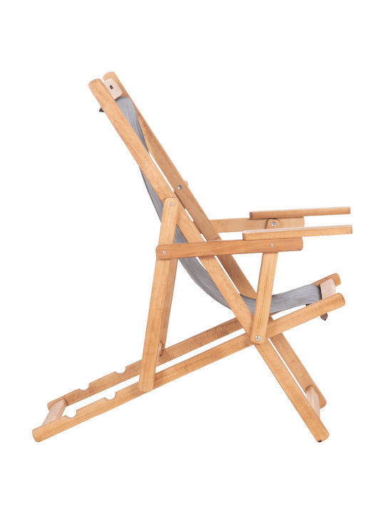 Liegestuhl Lemnos Hölzernes Mit Armlehnen Grau 62.5x97x105cm