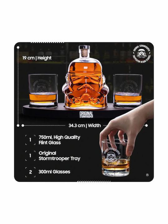 Thumbs Up Stormtrooper Liqueur Serving Decanter with Stopper and Glasses Transparent 750ml