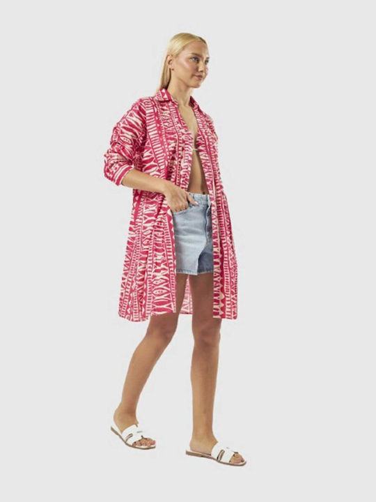 Verde Caftan De Plajă Lung Pentru Femei Fucsia