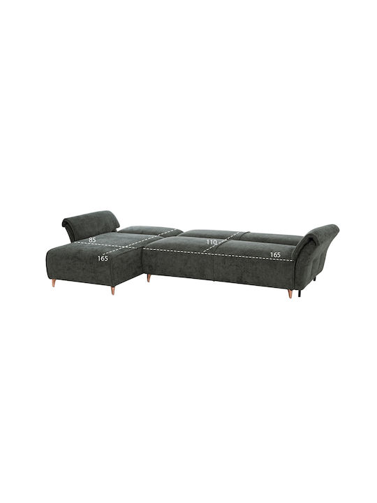 Mailo Corner Sofa Bed with Reversible Angle Green 300x145x80cm