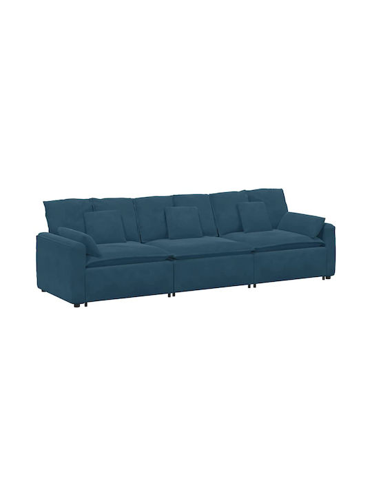 Dreisitzer Samt Blau 324x105x64cm