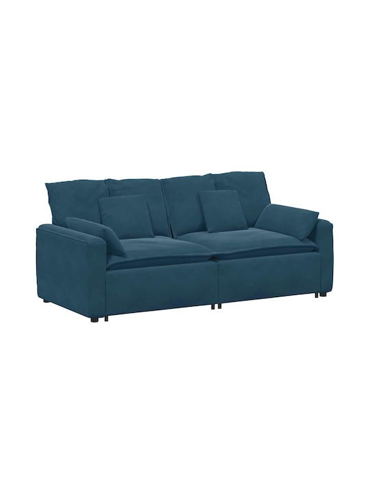 Two-Seater Velvet Blue Couch 224x105x64cm