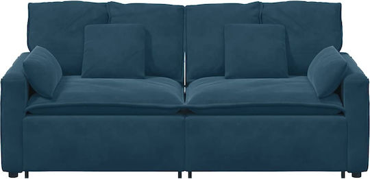 Двуместен Диван Кадифен Син 224x105x64см