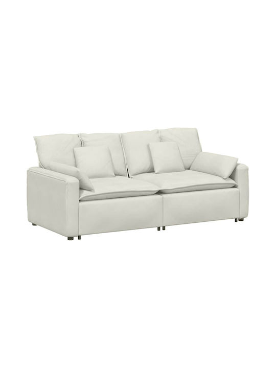 Двуместен Диван Кадифен Крем 224x105x64см