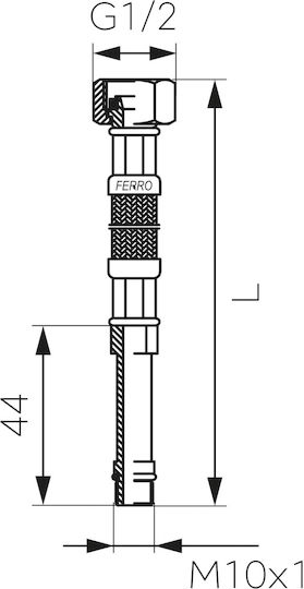 Connection Hose Faucet L-90 Cm M10 X 1-2 Long
