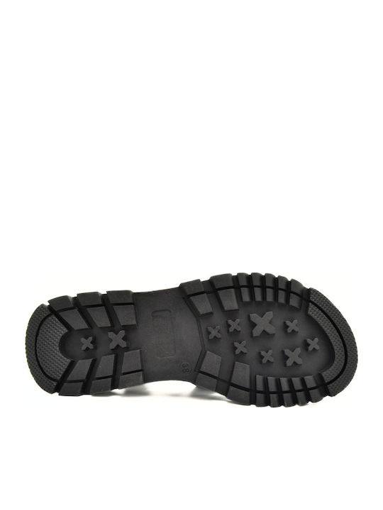 Δερμάτινα Γυναικεία Σανδάλια Flatforms Μαύρα