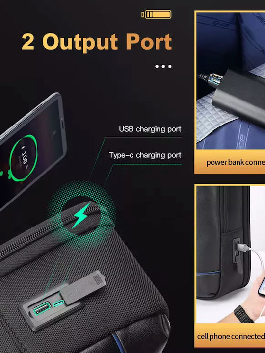 Bopai Τσάντα Πλάτης για Laptop 15.6" με Θύρα USB σε Μαύρο χρώμα 61-126911-BLACK
