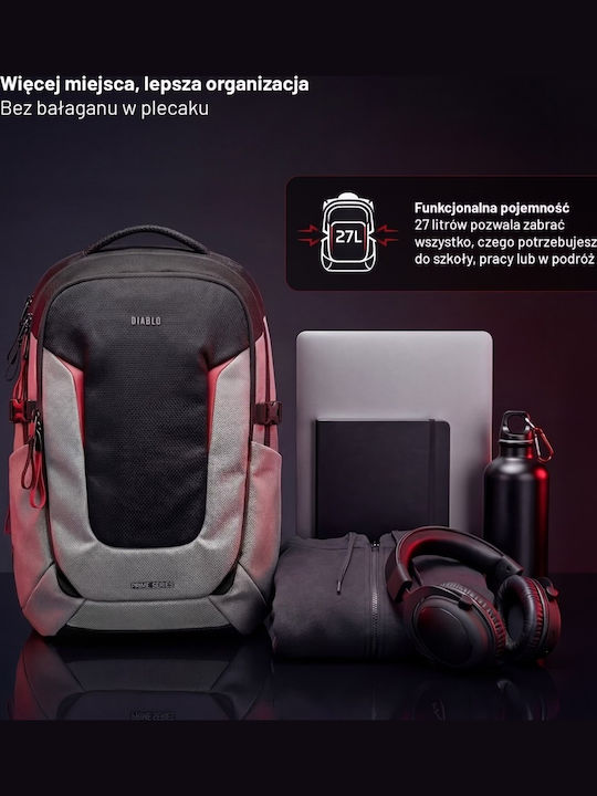 Diablo Τσάντα Πλάτης για Laptop σε Μαύρο χρώμα