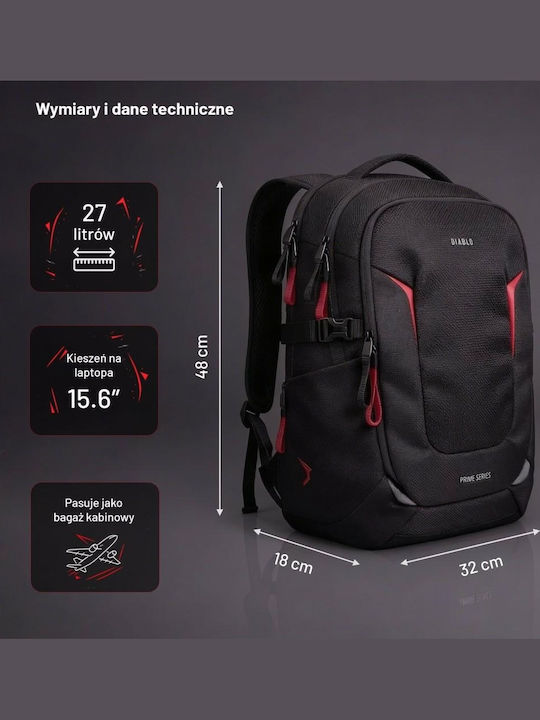 Diablo Τσάντα Πλάτης για Laptop σε Μαύρο χρώμα