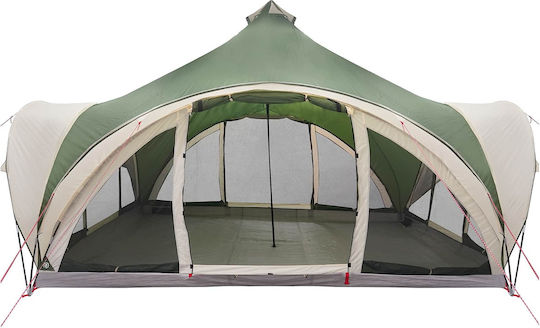 vidaXL Καλοκαιρινή Σκηνή Camping Teepee Πράσινη για 18 Άτομα 500x500x350εκ.