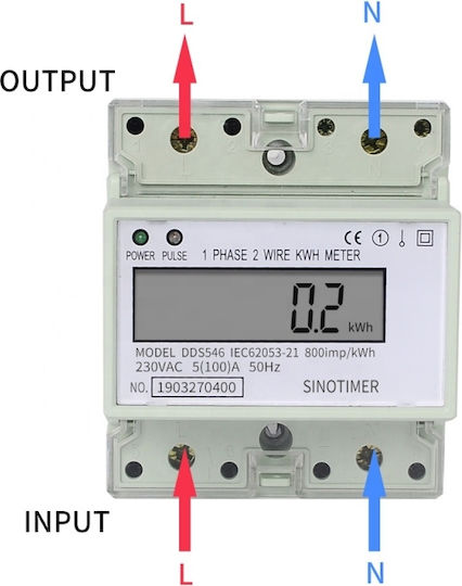 Sinotimer Instrument de Măsurare pentru Panou Electric Digital pe Șină Monofazat DDS546