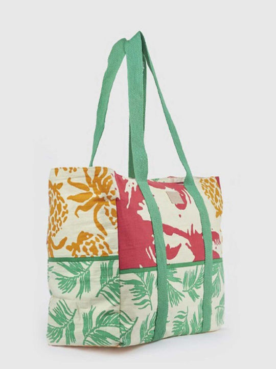 Verde Fabric Multicolour Beach Bag