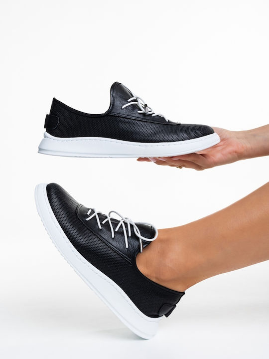Leder Damen Oxfords in Schwarz Farbe