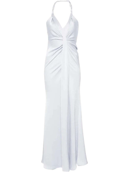 Καλοκαιρινό Maxi Βραδινό Φόρεμα Σατέν Light Blue