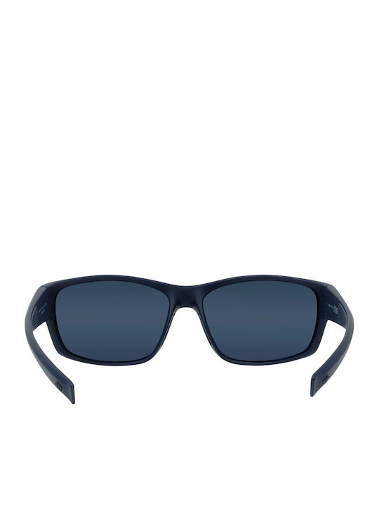 Racing Unisex Sunglasses with Navy Blue Horn-Rimmed Frame and Blue Lenses