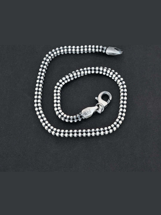 Men's Bracelet Chain Small Beads Handmade Silver 925 21cm