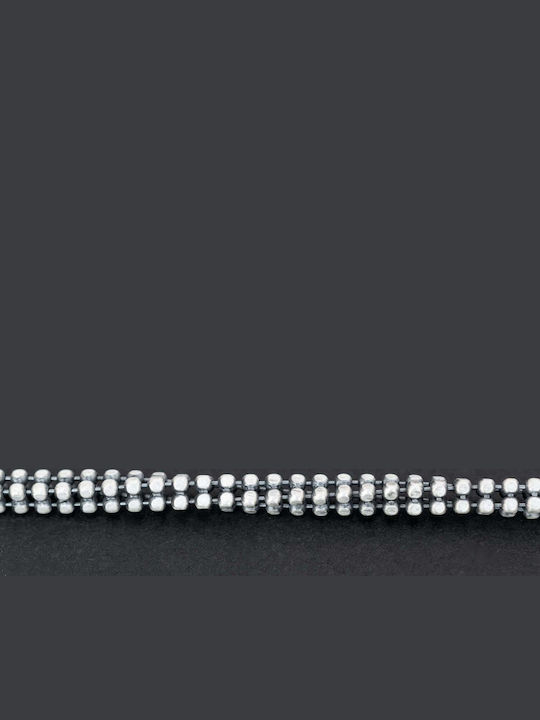 Men's Bracelet Chain Small Beads Handmade Silver 925 21cm