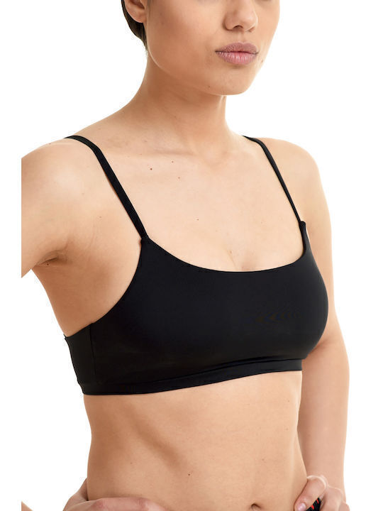 Sports Bra Bikini Top with Detachable & Adjustable Straps Black