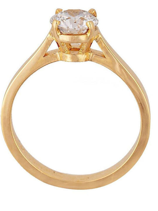 Single Stone Ring From 18K Gold With Diamond