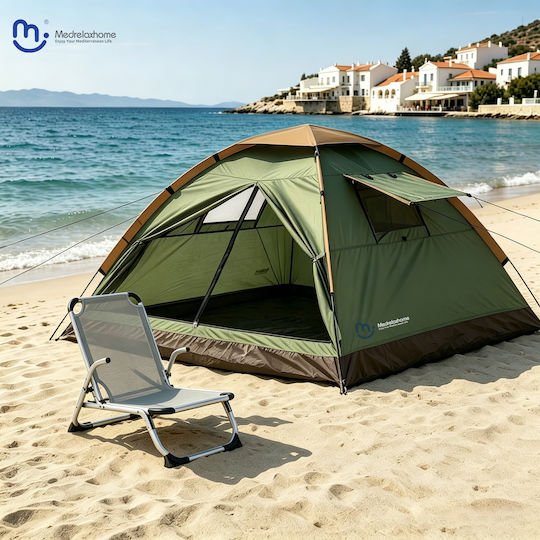 Medrelaxhome Camping Tent Set Of 2 Pieces Σετ Με Σκηνή Camping Με Προστασία Uv Και Πτυσ. Καρέκλα Παραλίας Compact Γκρι