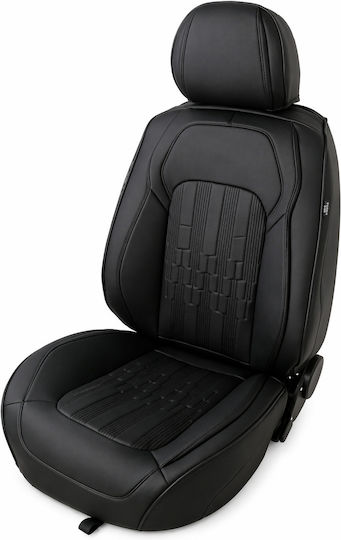 Universal Eco Leather Car Seat Covers Set Front Rear Black Black