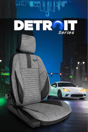 Комплект Калъфи За Автомобил Универсален Panda Detroit Плат Предни Задни Сиви