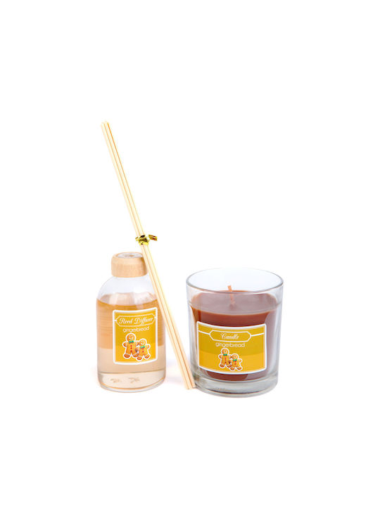 Scented Candle Reed Diffuser Set Gingerbread Scent 120 G + 100 Ml