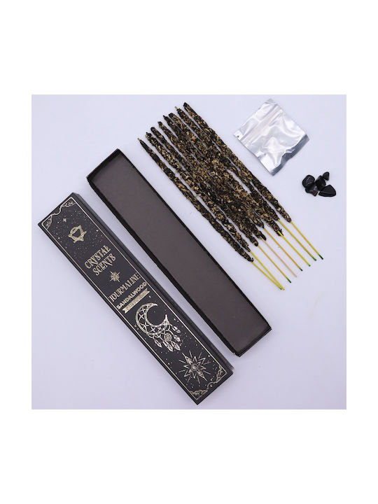 Smudge Kit Handmade Home Fragrance Sticks Combine Scent Sandalwood & Energy Natural Crystal Black Tourmaline