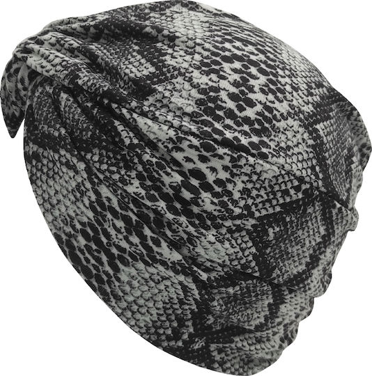Women's Turban Cotton Lycra Black And White Light Grey Snake Hair Headband
