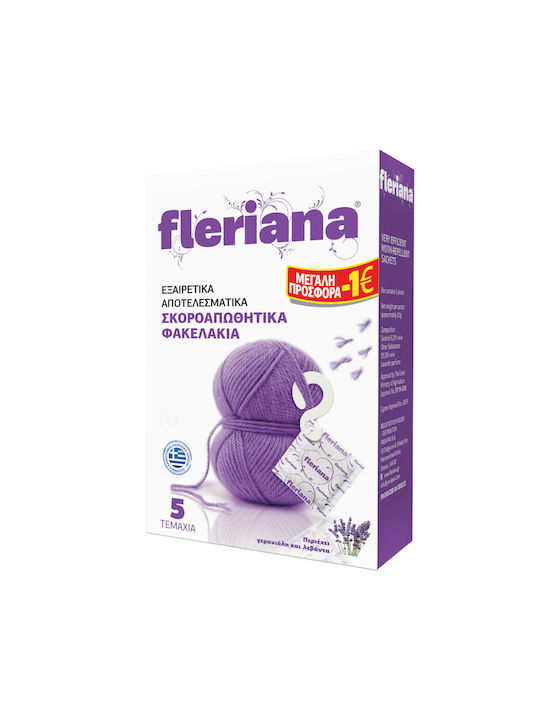 Fleriana Αρωματικό Ντουλάπας Φυσικό Σκοροαπωθητικό με Άρωμα Γερανιόλη και Λεβάντα 5τμχ