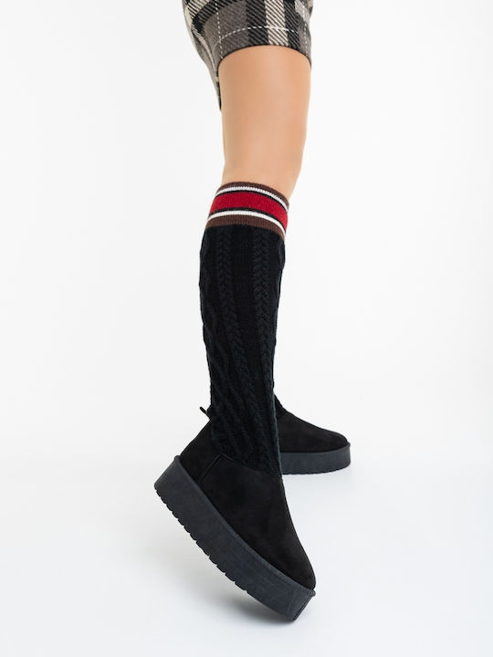 Damenstiefel mit Pelz Schwarze