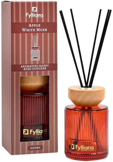 Аромат за дома "Apple White Musk" Стъклено Шишенце Пръчки Fylliana Fl25240 Подаръчна Опаковка Розов Цвят 200 мл