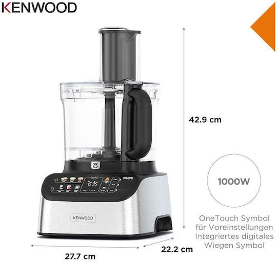 Kenwood Мултифункционален хранителен процесор 1000W с Купа 3лт и Кана Блендер Черен