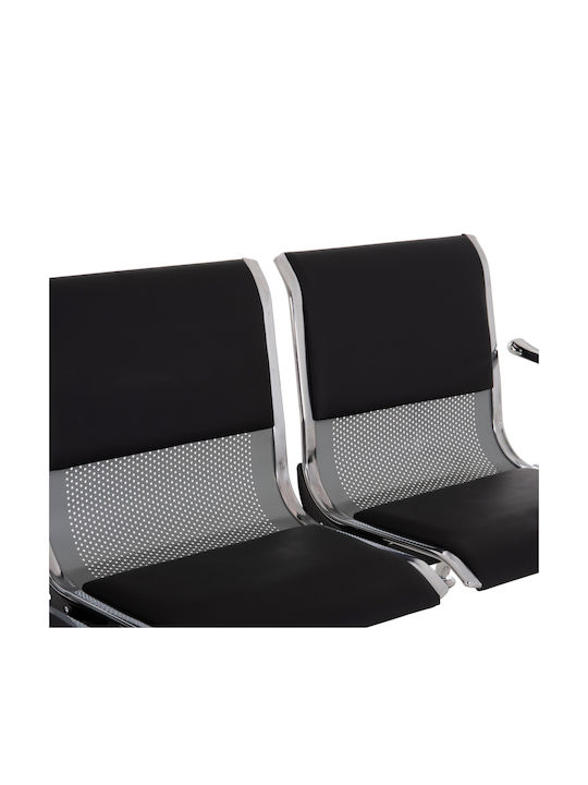 Scaun de Așteptare cu Trei Locuri cu Brațe în Culoare Neagră 171x64x77cm