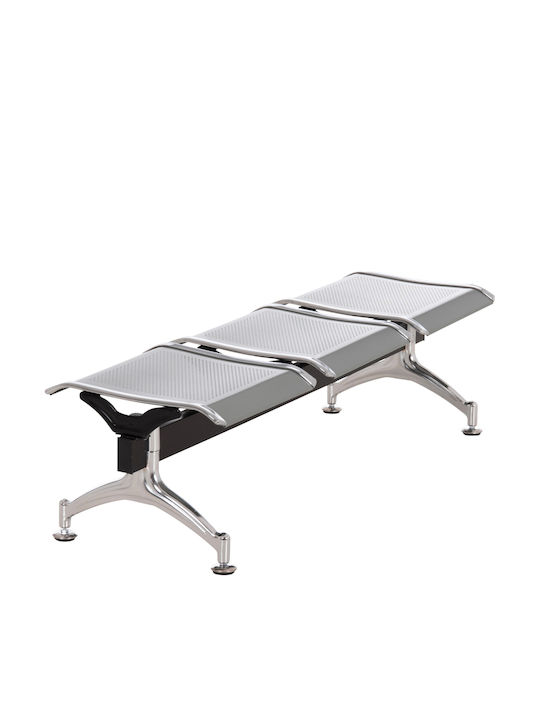 Dreisitziger Wartesessel in Grau Farbe 150x50x40cm