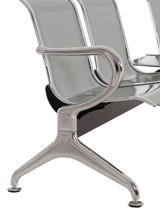 Dreisitziger Wartesessel mit Armlehnen in Grau Farbe 222x64x76cm