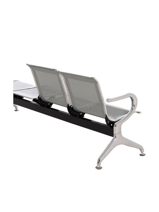 Dreisitziger Wartesessel mit Armlehnen in Grau Farbe 222x64x76cm