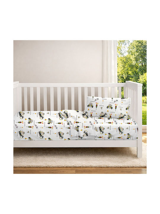 Dimcol Baby Duvet Cover Animal Grand Prix 590 White Olive 120x160cm