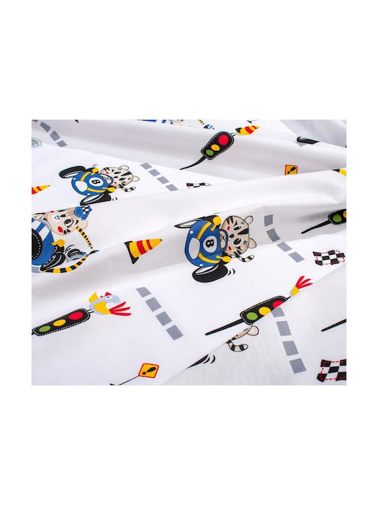 Dimcol Baby Duvet Cover Animal Grand Prix 589 White Blue 120x160cm