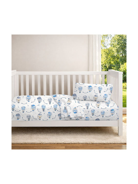 Dimcol Baby Duvet Cover The Floating Zoo 596 White Blue 120x160cm