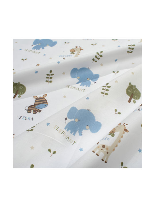 Dimcol Baby Duvet Cover Happy Safari 711 White Sky Blue 120x160cm