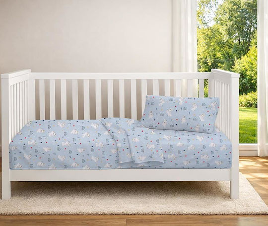 Dimcol Детска Покривка За Завивка Rabbit Garden 584 Небесносиня 120x160см