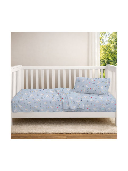 Dimcol Baby Duvet Cover Rabbit Garden 584 Sky Blue 120x160cm
