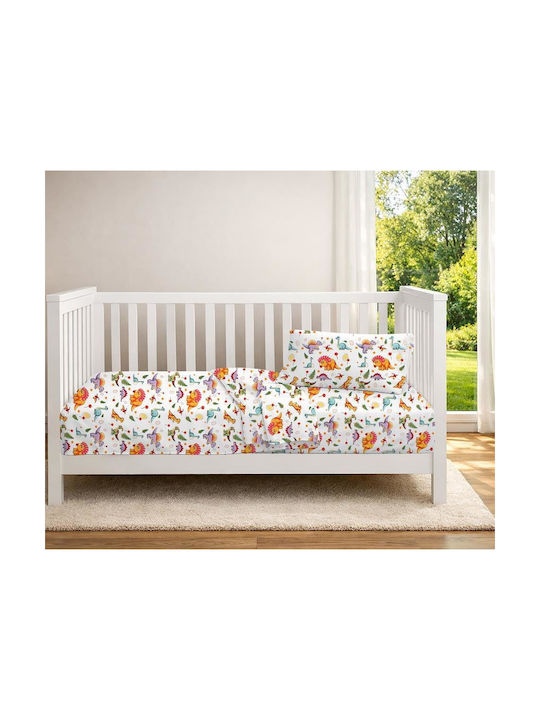 Dimcol Baby Duvet Cover Dinosaur 520 White Orange 120x160cm