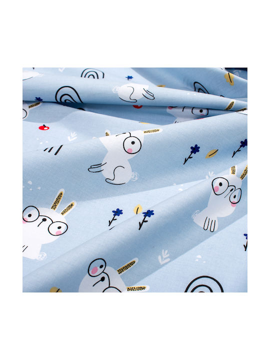 Dimcol Baby Duvet Cover Rabbit Garden 584 Sky Blue 120x160cm