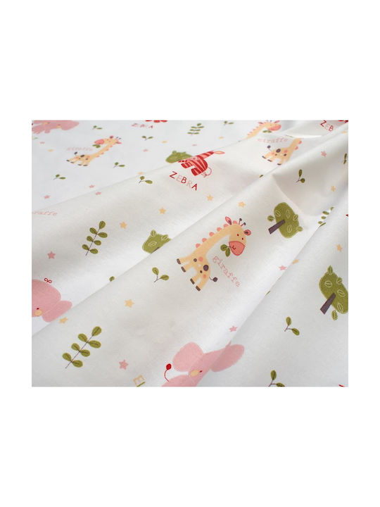 Dimcol Baby Duvet Cover Happy Safari 712 White Pink 120x160cm