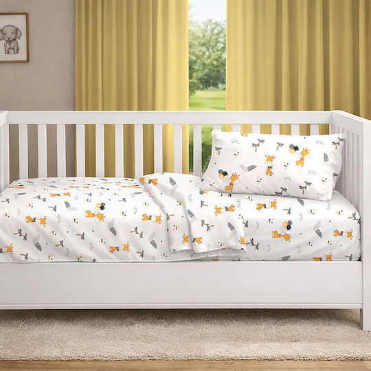 Dimcol Детска Покривка За Завивка Giraffe 599 Бяло-оранжева 120x160см